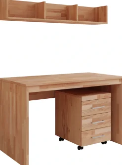 OTTO home Büromöbel-Set »Logo« Set besteht aus Schreibtisch,Rollcointainer,Wandregal, 3 Stk. tlg. passt in verschiedene Einrichtungsstile
