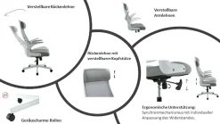 OTTO home Bürostuhl »Menton, ergonomischer Schreibtischstuhl« () inkl. Kopfkissen, Lendenwirbelstütze, modernes Design