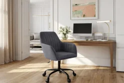 OTTO home Bürostuhl »Perry2« () eleganter Samtstuhl, schwarzes Drehkreuz,Polsterung in Längsnaht-Optik