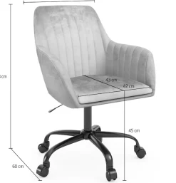 OTTO home Bürostuhl »Perry2« () eleganter Samtstuhl, schwarzes Drehkreuz,Polsterung in Längsnaht-Optik