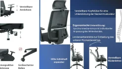 OTTO home Bürostuhl »Tallard, Mesh Schreibtischstuhl, ergonomische Ausstattung« () verstellbare Kopfstütze, Lumbalstütze & Armlehnen