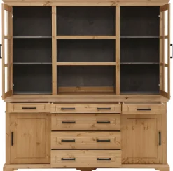 OTTO home Buffet »Anabel, mit Glastüren und Metallgriffen« Buffet aus massiver Kiefer, FSC®, mit Schiebetüren, B/H 186/190 cm