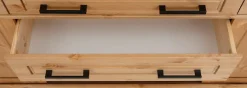 OTTO home Buffet »Anabel, mit Glastüren und Metallgriffen« Buffet aus massiver Kiefer, FSC®, mit Schiebetüren, B/H 186/190 cm
