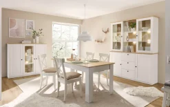 OTTO home Buffet »Brest, Hochschrank im Landhausstil, Schrank, Küchenschrank« schwarze Metallgriffe, viel Stauraum, Glastüren, 164 cm breit
