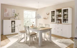 OTTO home Buffet »Brest, Hochschrank im Landhausstil, Schrank, Küchenschrank« schwarze Metallgriffe, viel Stauraum, Glastüren, 164 cm breit