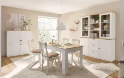 OTTO home Buffet »Brest, Hochschrank im Landhausstil, Schrank, Küchenschrank« schwarze Metallgriffe, viel Stauraum, Glastüren, 164 cm breit