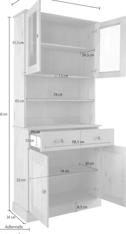 OTTO home Buffet »Liotta« mit 1 Schubkasten u. 3 verstellbare Einlegeböden, massives Kiefernholz