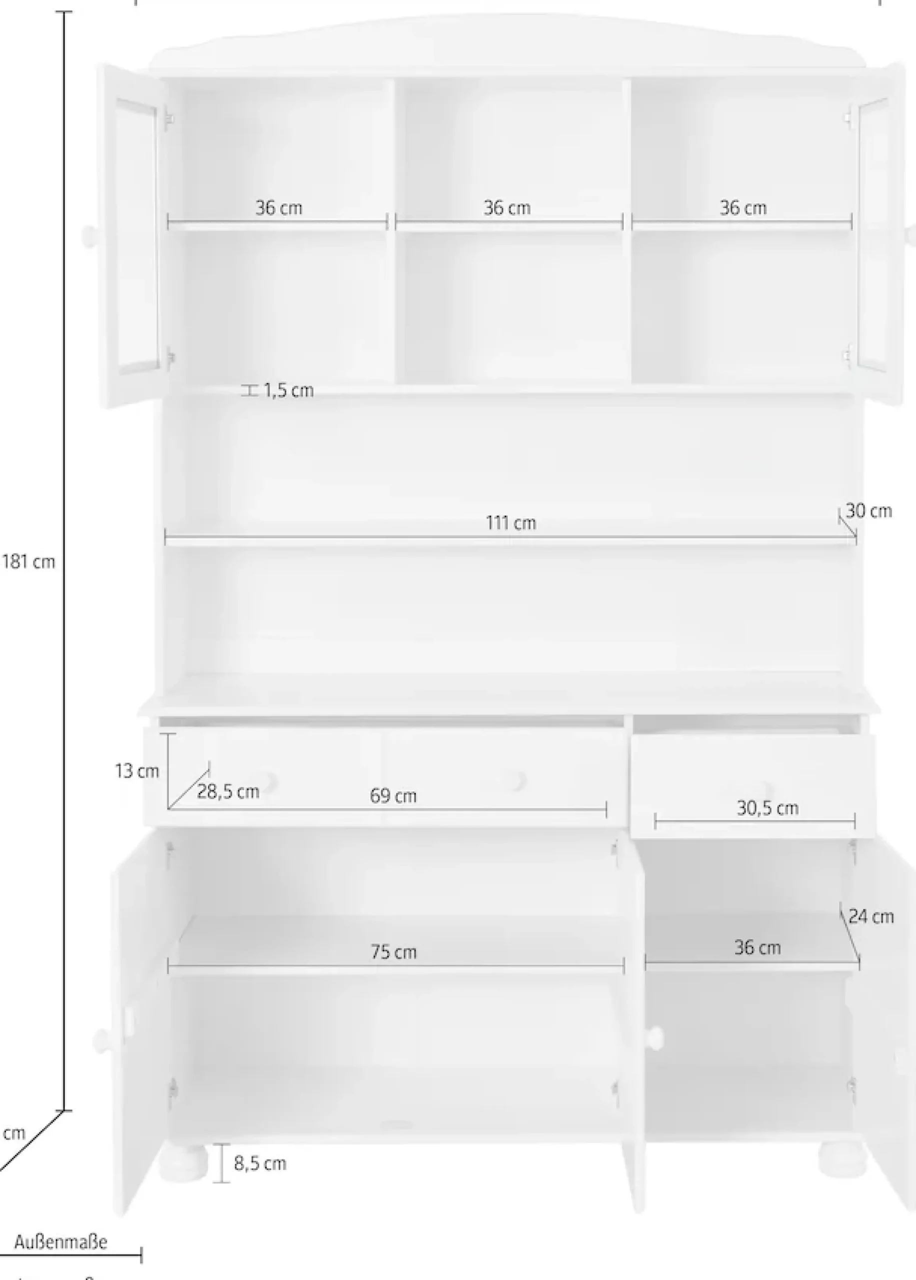 OTTO home Buffet »Mette« 2 Stk. tlg. Mit 2 Schubladen und viel Stauraum hinter 4 Türen, Höhe 181cm
