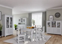 OTTO home Buffet »Rauna« Highboard, massive Kiefer, Türen mit Glaseinsätzen, B/H 146/134 cm