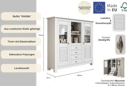 OTTO home Buffet »Rauna« Highboard, massive Kiefer, Türen mit Glaseinsätzen, B/H 146/134 cm