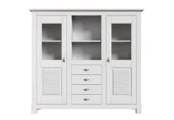 OTTO home Buffet »Rauna« Highboard, massive Kiefer, Türen mit Glaseinsätzen, B/H 146/134 cm