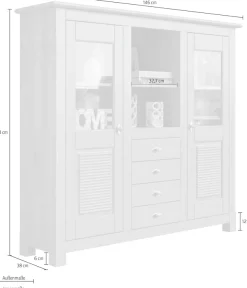 OTTO home Buffet »Rauna« Highboard, massive Kiefer, Türen mit Glaseinsätzen, B/H 146/134 cm