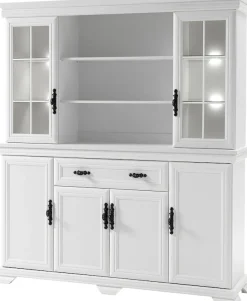OTTO home Buffet »Royal, Hochschrank im Landhausstil, eleganter Schrank, Küchenschrank« dekorative Rahmenoptik, Metallgriffe, viel Stauraum, 168 cm breit