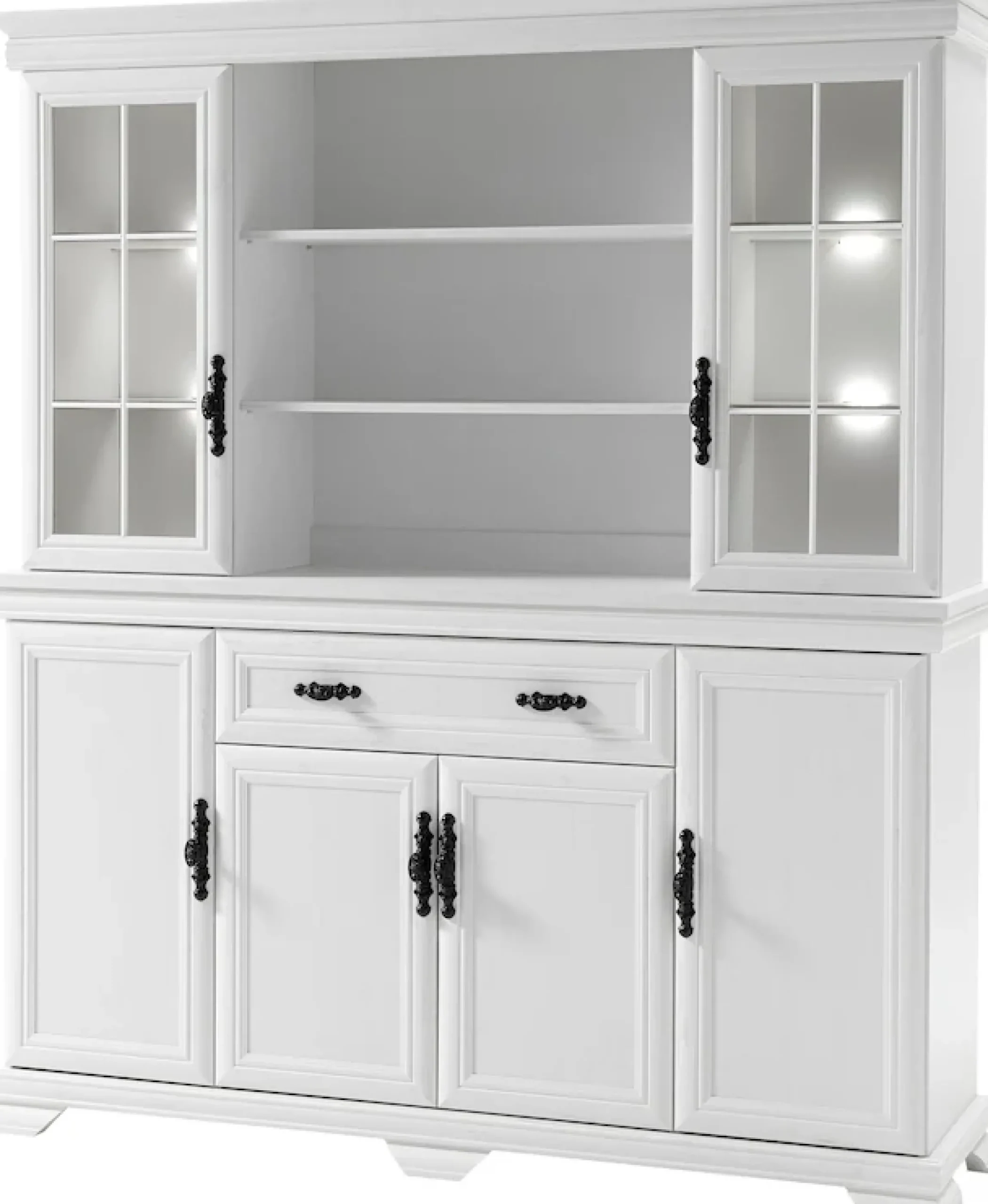 OTTO home Buffet »Royal, Hochschrank im Landhausstil, eleganter Schrank, Küchenschrank« dekorative Rahmenoptik, Metallgriffe, viel Stauraum, 168 cm breit