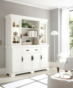 OTTO home Buffet »Royal, Hochschrank im Landhausstil, eleganter Schrank, Küchenschrank« dekorative Rahmenoptik, Metallgriffe, viel Stauraum, 168 cm breit