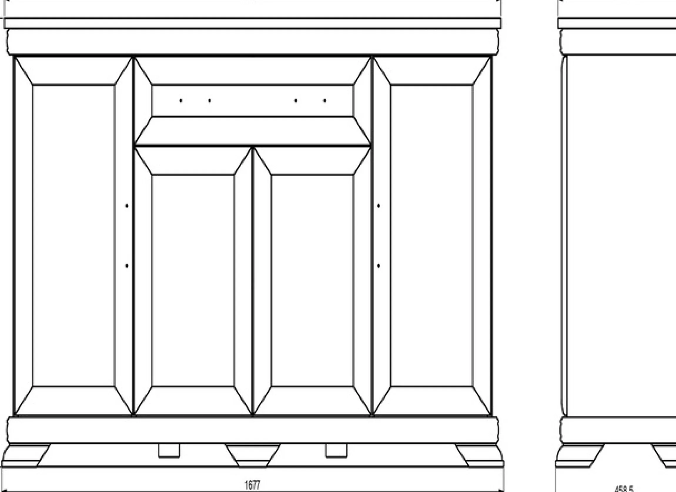 OTTO home Buffet »Royal, Hochschrank im Landhausstil, eleganter Schrank, Küchenschrank« dekorative Rahmenoptik, Metallgriffe, viel Stauraum, 168 cm breit