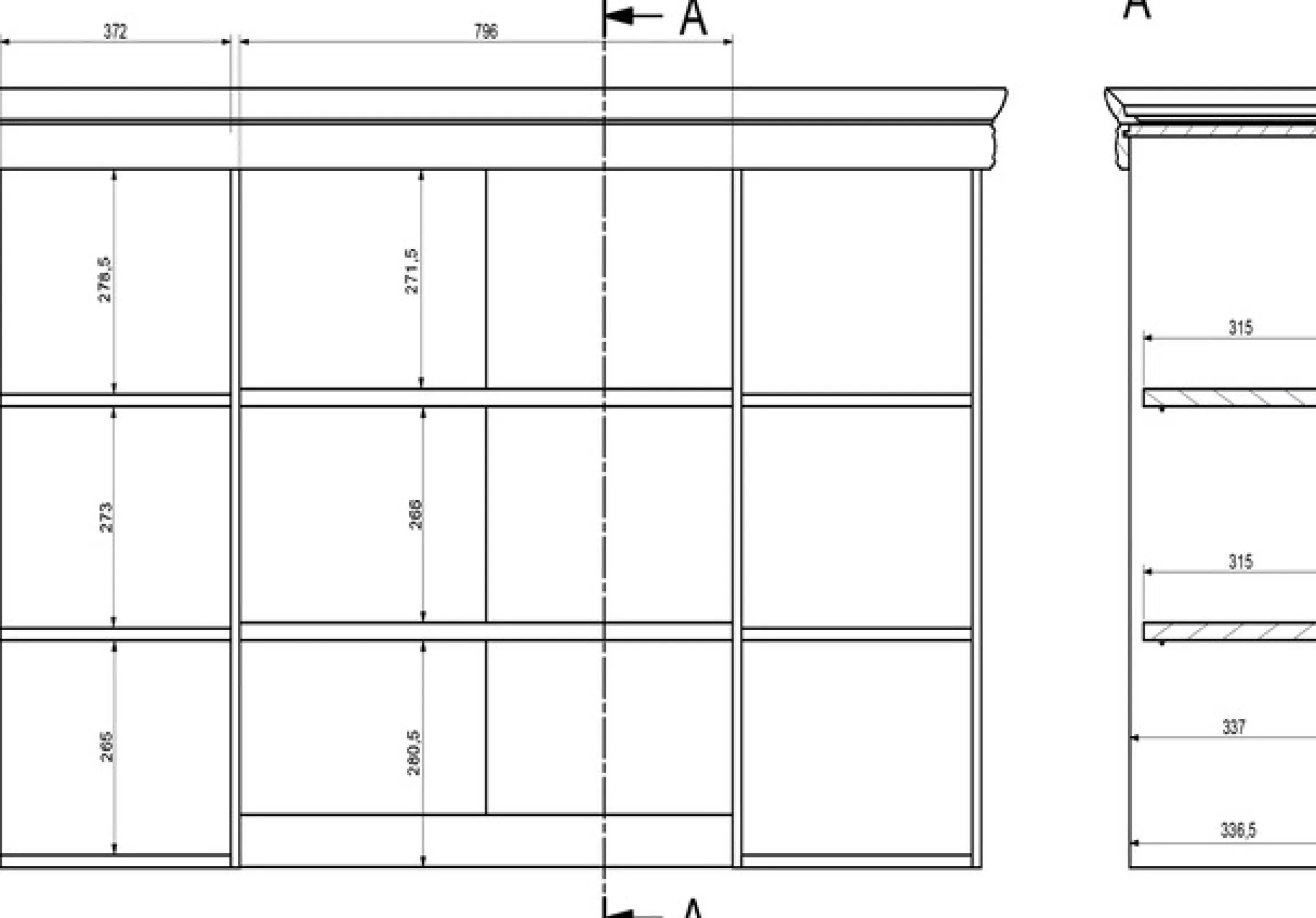 OTTO home Buffet »Royal, Hochschrank im Landhausstil, eleganter Schrank, Küchenschrank« dekorative Rahmenoptik, Metallgriffe, viel Stauraum, 168 cm breit