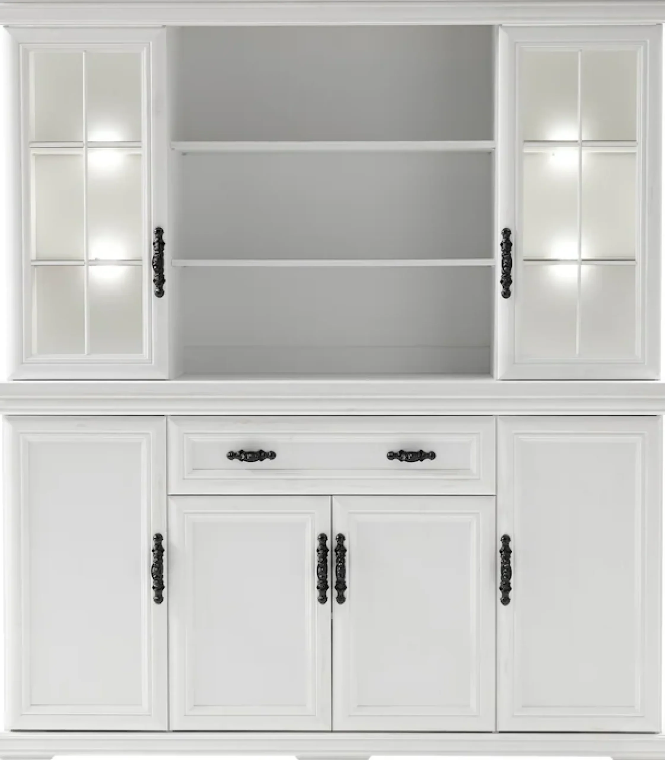 OTTO home Buffet »Royal, Hochschrank im Landhausstil, eleganter Schrank, Küchenschrank« dekorative Rahmenoptik, Metallgriffe, viel Stauraum, 168 cm breit