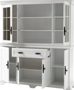 OTTO home Buffet »Royal, Hochschrank im Landhausstil, eleganter Schrank, Küchenschrank« dekorative Rahmenoptik, Metallgriffe, viel Stauraum, 168 cm breit