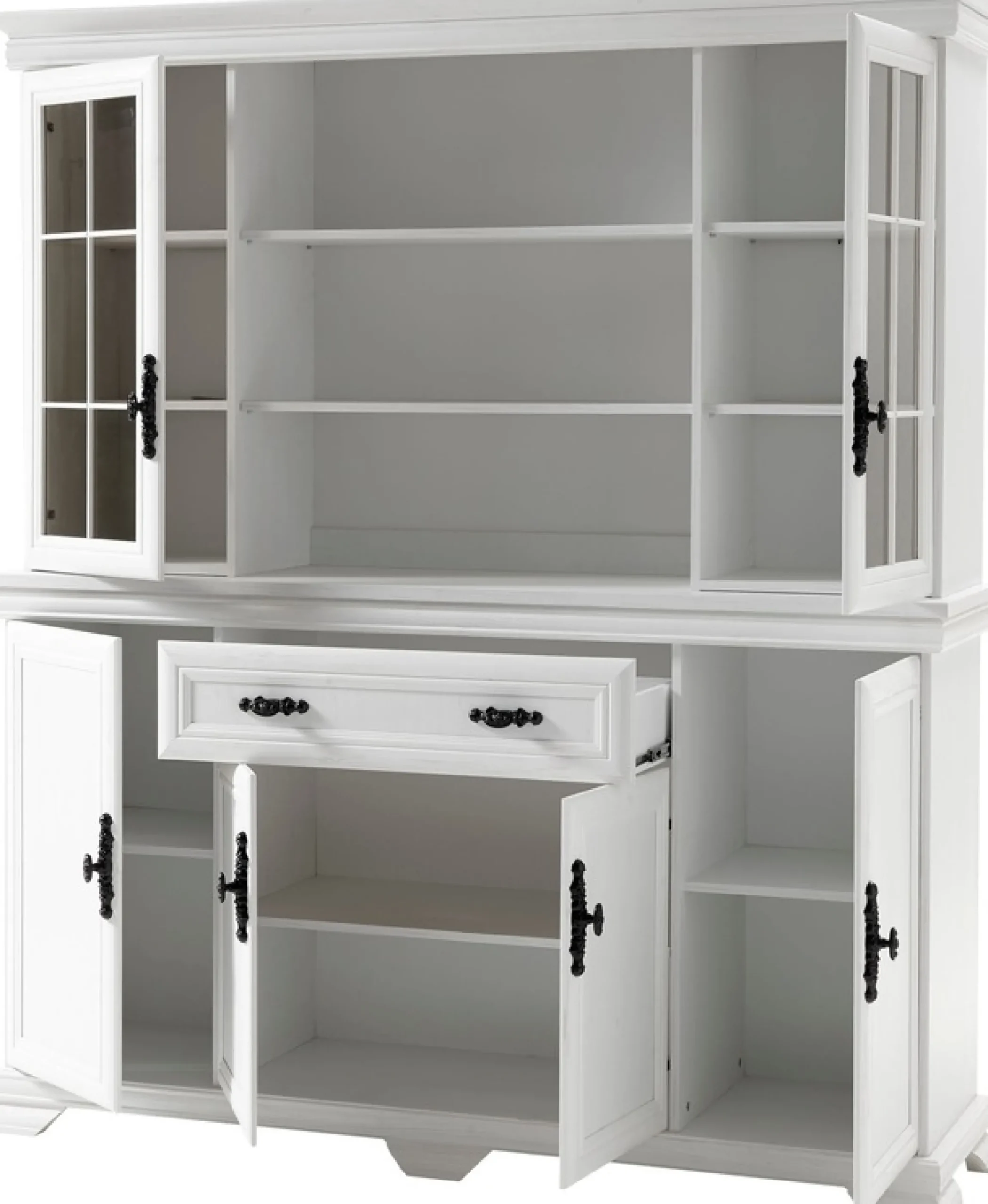 OTTO home Buffet »Royal, Hochschrank im Landhausstil, eleganter Schrank, Küchenschrank« dekorative Rahmenoptik, Metallgriffe, viel Stauraum, 168 cm breit