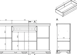 OTTO home Buffet »Royal, Hochschrank im Landhausstil, eleganter Schrank, Küchenschrank« dekorative Rahmenoptik, Metallgriffe, viel Stauraum, 168 cm breit