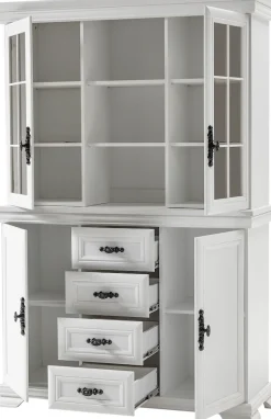 OTTO home Buffet »Royal, Hochschrank im Landhausstil, eleganter Schrank, Küchenschrank« dekorative Rahmenoptik, Metallgriffe, viel Stauraum, 128 cm breit