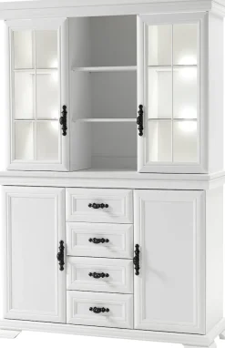 OTTO home Buffet »Royal, Hochschrank im Landhausstil, eleganter Schrank, Küchenschrank« dekorative Rahmenoptik, Metallgriffe, viel Stauraum, 128 cm breit