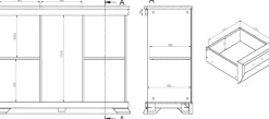 OTTO home Buffet »Royal, Hochschrank im Landhausstil, eleganter Schrank, Küchenschrank« dekorative Rahmenoptik, Metallgriffe, viel Stauraum, 128 cm breit