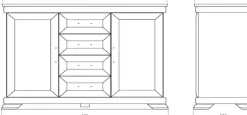 OTTO home Buffet »Royal, Hochschrank im Landhausstil, eleganter Schrank, Küchenschrank« dekorative Rahmenoptik, Metallgriffe, viel Stauraum, 128 cm breit