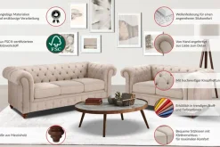 OTTO home Chesterfield-Sofa »Chesterfield 2-SitzerB/T/H: 150/89/74 cm« mit hochwertiger Knopfheftung , auch in Leder