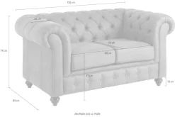 OTTO home Chesterfield-Sofa »Chesterfield 2-SitzerB/T/H: 150/89/74 cm« mit hochwertiger Knopfheftung , auch in Leder