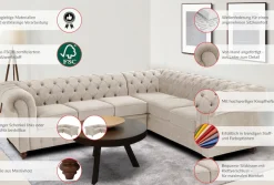 OTTO home Chesterfield-Sofa »Chesterfield Ecksofa, auch in Leder L-Form« hochwertige Knopfheftung , langer Schenkel links oder rechts wählbar