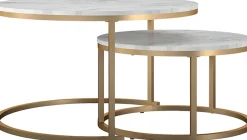 OTTO home Couchtisch »Amelia« Set, 2 Stk. tlg. 2 tlg., Tischplatte MDF Keramik-Optik, bronzefarbenes Metallgestell