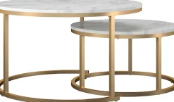 OTTO home Couchtisch »Amelia« Set, 2 Stk. tlg. 2 tlg., Tischplatte MDF Keramik-Optik, bronzefarbenes Metallgestell