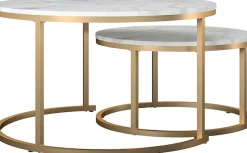 OTTO home Couchtisch »Amelia« Set, 2 Stk. tlg. 2 tlg., Tischplatte MDF Keramik-Optik, bronzefarbenes Metallgestell
