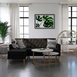 OTTO home Couchtisch »Amelia« Set, 2 Stk. tlg. 2 tlg., Tischplatte MDF Keramik-Optik, bronzefarbenes Metallgestell