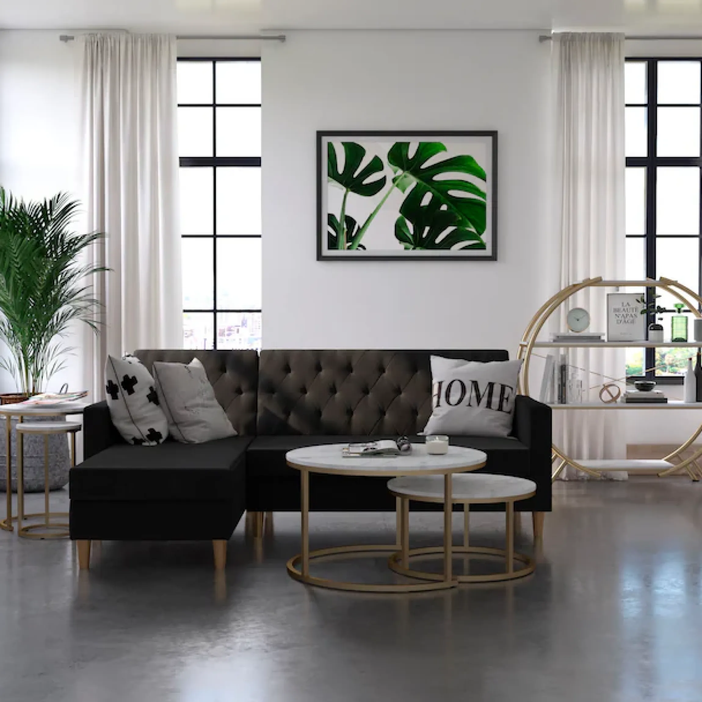 OTTO home Couchtisch »Amelia« Set, 2 Stk. tlg. 2 tlg., Tischplatte MDF Keramik-Optik, bronzefarbenes Metallgestell