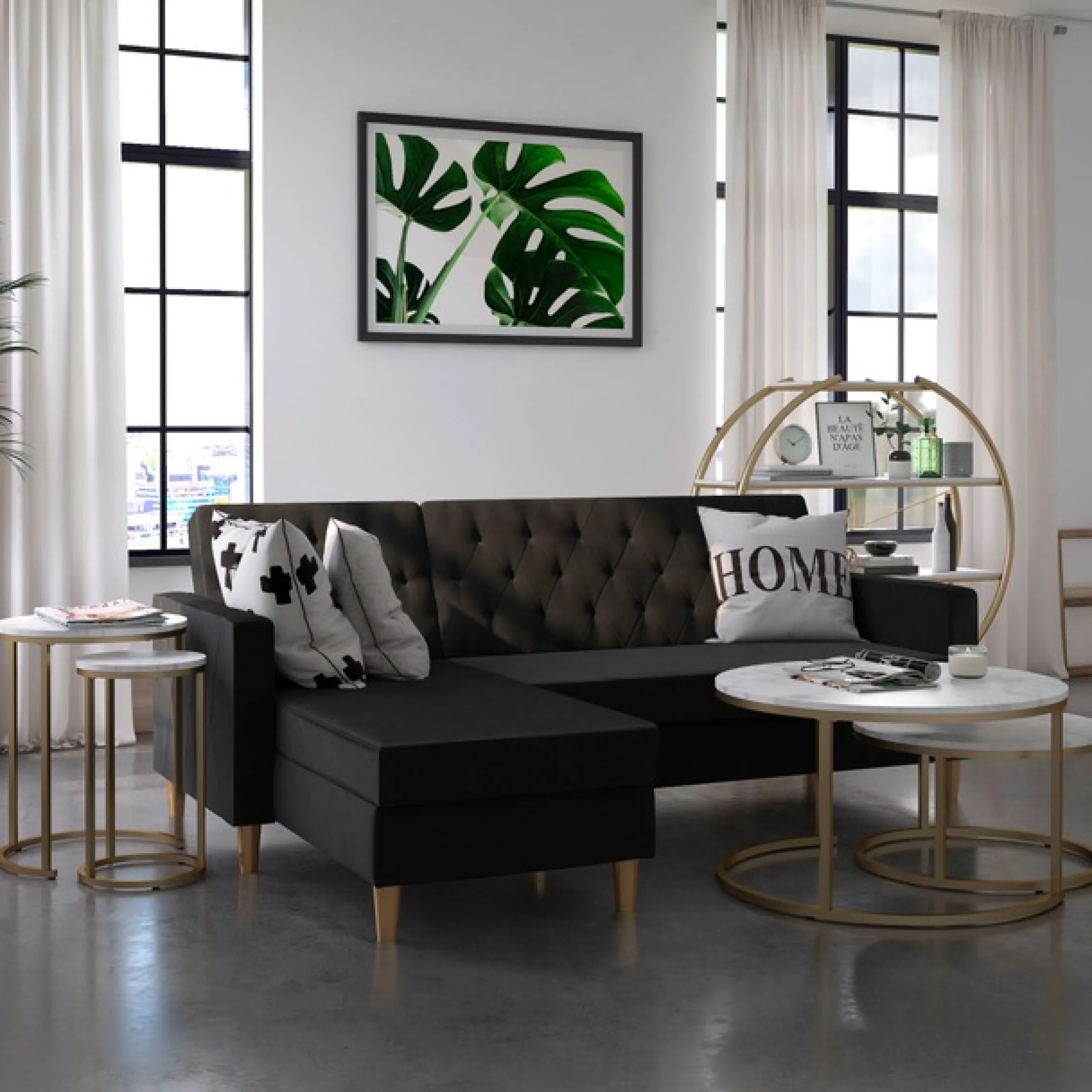 OTTO home Couchtisch »Amelia« Set, 2 Stk. tlg. 2 tlg., Tischplatte MDF Keramik-Optik, bronzefarbenes Metallgestell