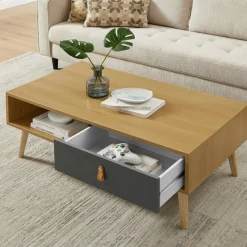 OTTO home Couchtisch »Avril« Kommode, FSC-zertifizierter Holzwerkstoff, lackiert,Eichen-Melamin, FSC-zertifiziertes Eschenholz, Breite 110 cm