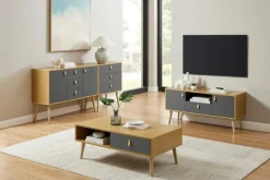 OTTO home Couchtisch »Avril« Kommode, FSC-zertifizierter Holzwerkstoff, lackiert,Eichen-Melamin, FSC-zertifiziertes Eschenholz, Breite 110 cm