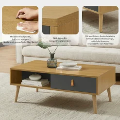 OTTO home Couchtisch »Avril« Kommode, FSC-zertifizierter Holzwerkstoff, lackiert,Eichen-Melamin, FSC-zertifiziertes Eschenholz, Breite 110 cm