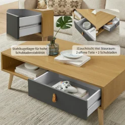 OTTO home Couchtisch »Avril« Kommode, FSC-zertifizierter Holzwerkstoff, lackiert,Eichen-Melamin, FSC-zertifiziertes Eschenholz, Breite 110 cm