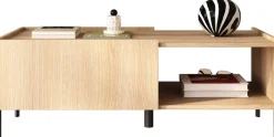 OTTO home Couchtisch »Badia 110x50 cm Korpus-Couchtisch, 2 Klappen, offenes Fach« Rechteckiger Wohnzimmertisch mit flexiblem Stauraum & Metallfüßen