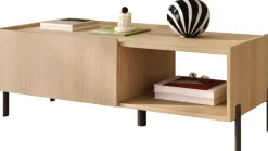 OTTO home Couchtisch »Badia 110x50 cm Korpus-Couchtisch, 2 Klappen, offenes Fach« Rechteckiger Wohnzimmertisch mit flexiblem Stauraum & Metallfüßen