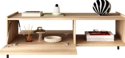 OTTO home Couchtisch »Badia 110x50 cm Korpus-Couchtisch, 2 Klappen, offenes Fach« Rechteckiger Wohnzimmertisch mit flexiblem Stauraum & Metallfüßen