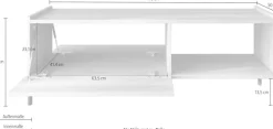 OTTO home Couchtisch »Badia 110x50 cm Korpus-Couchtisch, 2 Klappen, offenes Fach« Rechteckiger Wohnzimmertisch mit flexiblem Stauraum & Metallfüßen