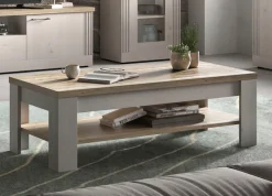 OTTO home Couchtisch »Country 110 x 68 cm, Wohnzimmertisch mit Ablageboden,« Sofatisch, zweifarbig, rechteckig, Tischplattenstärke 38 mm