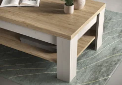 OTTO home Couchtisch »Country 110 x 68 cm, Wohnzimmertisch mit Ablageboden,« Sofatisch, zweifarbig, rechteckig, Tischplattenstärke 38 mm