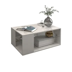 OTTO home Couchtisch »Egypt Couchtisch,Sofatisch« 1 Stk. tlg. Aus glänzend weiß lack. Holz, mit Glasablage,rechteckig,Breite 90 cm