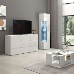 OTTO home Couchtisch »Egypt Couchtisch,Sofatisch« 1 Stk. tlg. Aus glänzend weiß lack. Holz, mit Glasablage,rechteckig,Breite 90 cm